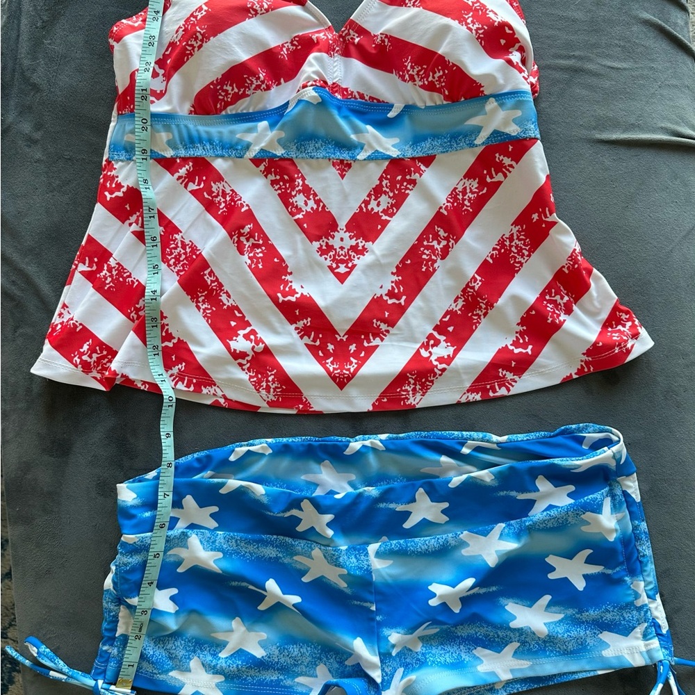 Patriotic Red & Blue Women’s Tankini Swim Set